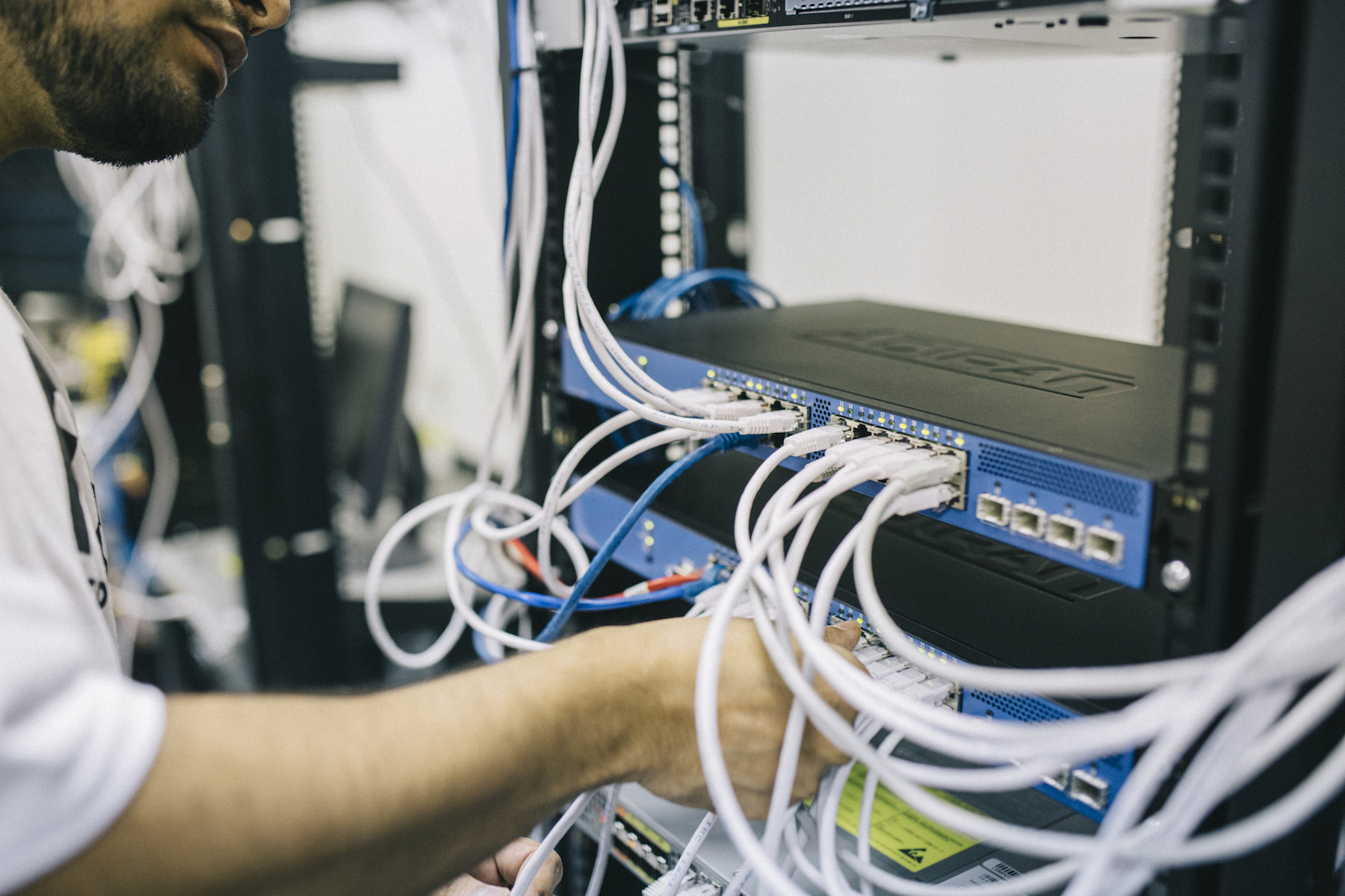 Man setting up a rack